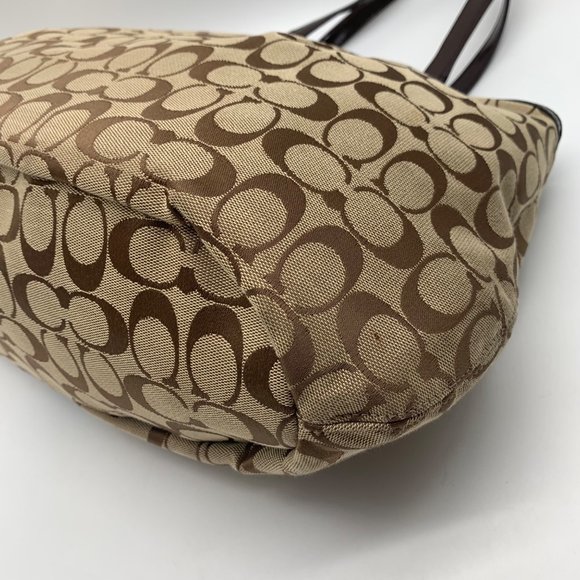 Coach Signature Khaki Canvas Devin Shoulder Bag F28503 - Picture 9 of 12